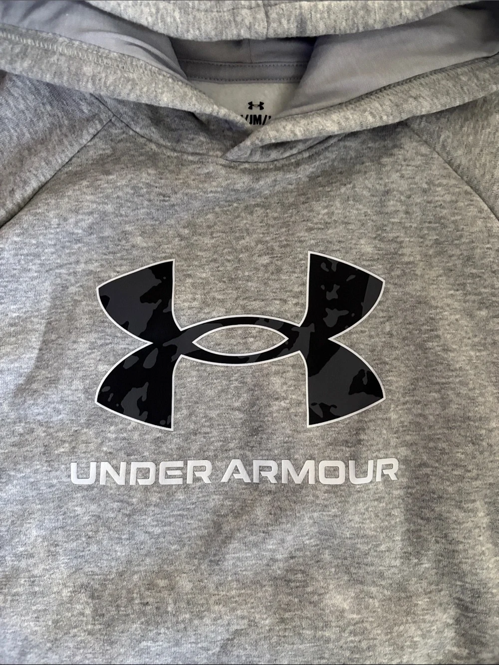 Boys Under Armour Light Gray Hoodie with Logo